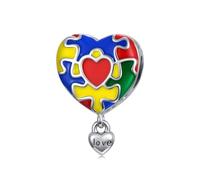 LONAGO Ciondolo per la consapevolezza dell'autismo, con foto personalizzate, in argento Sterling S925, con immagine personalizzata, adatto per braccialetti a serpente per autistici