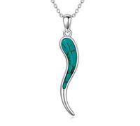 LONAGO Collana con ciondolo corno italiano da donna, Argento sterling, Turchese sintetico