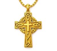 LONAGO Collana da uomo con ciondolo a forma di croce celtica, con amuleto celtico, regalo religioso, caratteristiche 2,5 mm, 22 pollici + 2 pollici regolabile, Argento sterling