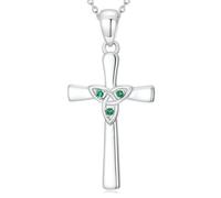 LONAGO Collana da uomo con ciondolo a forma di croce celtica, in argento, regalo religioso, con catena rolò regolabile da 2,5 mm, 55,9 cm + 5,1 cm, per la festa del papà, Argento sterling