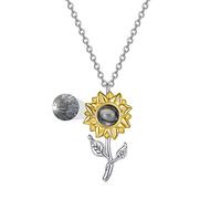 LONAGO Collana di Girasole in Argento Sterling 925 "Eres Mi Sol" con Ciondolo "Te Amo" in 100 Lingue Gioielli per Donne