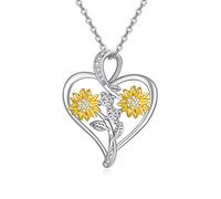 LONAGO Collana Girasole 925 Sterline D'argento Tu Sei Il Mio Sole Girasoli Pendente Collana Gioielli per le Donne