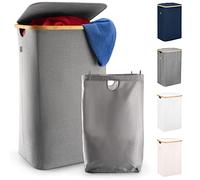 Lonbet - Cesto Grande Grigio - XL 100 Litri - Porta Biancheria Sporca con Coperchio - Portabiancheria Sporca con Manici