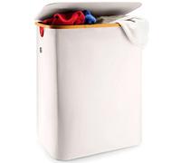 Lonbet - Cesto portabiancheria doppio beige con coperchio e sacchetti rimovibili - XXL 150 L - extra large a 2 sezioni - con 2 scomparti