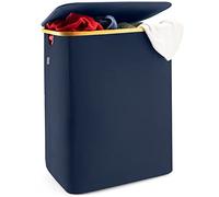 Lonbet - Cesto portabiancheria doppio blu con coperchio e sacchetti per la biancheria rimovibili - XXL 150 L - Cesto extra large a 2 sezioni - Portabiancheria con 2 scomparti - Cesto portabiancheria