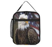 Lonchera reutilizable con estampado de águila calva americana, bolsa térmica para el almuerzo, ideal para hombres, mujeres, niños, niñas y adultos, ideal para la escuela, deportes, playa, picnic y t
