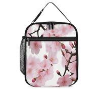 Lonchera reutilizable con estampado de flores de cerezo japonesas, bolsa térmica para el almuerzo, ideal para hombres, mujeres, niños, niñas y adultos, ideal para la escuela, deportes, playa, picnic