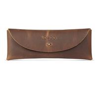 Londo Astuccio in Vera Pelle con Chiusura a Bottone - Porta Matite, Astuccio, Pencil Case, Astuccio per Scuola, Porta Penne, Astuccio Multifunzionale