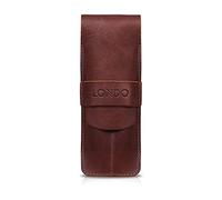 Londo Astuccio in Vera Pelle per Penne e Matite con Flap Ripiegabile, Porta Cancelleria - Con Due Scomparti