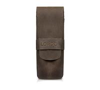 Londo Astuccio in Vera Pelle per Penne e Matite con Flap Ripiegabile, Porta Cancelleria - Con Due Scomparti