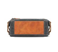 Londo Beauty Case in Vera Pelle e Canvas - Dopp Kit da Viaggio Unisex per Toiletries