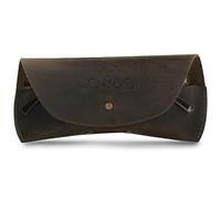 Londo Custodia per occhiali da vista e occhiali da sole in vera pelle con chiusura a bottone