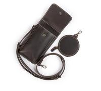 Londo Custodia in vera pelle per telefono, versatile, a tracolla, con porta carte di credito, portamonete e organizer protettivo per smartphone, Castagna