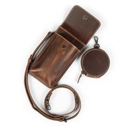 Londo Custodia in vera pelle per telefono, versatile, a tracolla, con porta carte di credito, portamonete e organizer protettivo per smartphone, Marrone