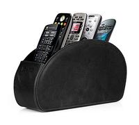 Londo Remote Control Holder with 5 Pockets - Store DVD, Blu-Ray, TV, Roku or Apple TV Remotes - Italian Genuine Leather with Suede Lining - Slim, Compact Living or Bedroom Storage