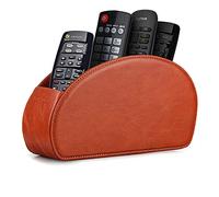Londo Porta Telecomandi con 5 scomparti - Per contenere telecomandi di TV, stereo, decoder, DVD, Blu-Ray - in Vera Pelle con fodera interna in suede. Adatto per salotto o camera da letto
