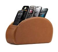 Londo Porta Telecomandi con 5 scomparti - Per contenere telecomandi di TV, stereo, decoder, DVD, Blu-Ray - in Pelle con fodera interna in suede. Adatto per salotto o camera da letto