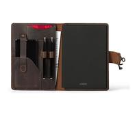 Londo Portfolio in Vera Pelle con Blocco Note e Chiusura a Scatto, per Affari, Ufficio e Viaggi - Cartella Elegante e Funzionale in Pelle di Alta Qualità