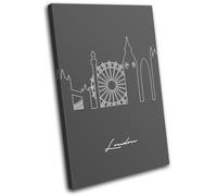 London Abstract Line Art Typography City SINGLE TELA parete arte foto stampa