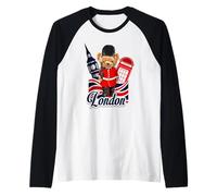 London Bear Guard Big Ben Red Phone Booth Union Jack UK Maglia con Maniche Raglan