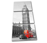 London Big Ben Landmarks Red Bus City TREBLE TELA parete arte foto stampa