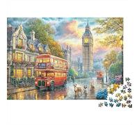 London Big Ben Puzzle da 1000 pezzi, autobus a due piani impegnativi, divertirsi l'apprendimento, 100% cartone riciclato per decorazione da parete, 38 x 26 cm, 1000 pezzi