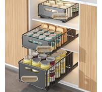 London Boutique Organizer Sottolavello Estraibile per Mobile Cucina - Cestello Scorrevole in Acciaio al Carbonio con Guide Heavy Duty - Installazione Senza Fori - 24,5x37,5x10 cm - Nero Small, 1pc