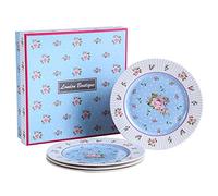 London Boutique Side Plate Set di 4 Piatti da Torta fine Porcellana, Bordo Largo, Shabby Chic, Rosa, Colore: Blu Rosato
