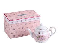 London Boutique - Set in porcellana con teiera, zuccheriera e lattiera in stile vintage floreale shabby chic, con confezione regalo (teiera con rose rosa)