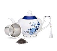 London Boutique Teiera con infusore, infusore per tè sfuso, capacità 700 ml, perfetta teiera per 2 tazze, teiera con manico facile da afferrare (rosa farfalla navy)