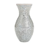 London Boutique Vaso Decorativo a Mosaico con Glitter Scintillanti, Regalo H28 (Piccolo, Bianco Argento)