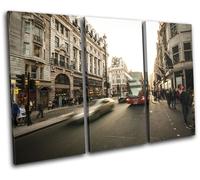 London Bus Street City TREBLE TELA parete arte foto stampa