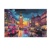 London Cityscape Legno Puzzle 1000 Pezzi,Per Adulti E Giovani,Challenge,Puzzle 3d Impossibili, Stampa Di Alta Qualità Regalo (75×50cm)