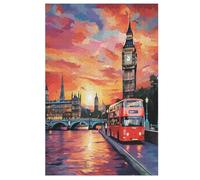 London Cityscape Legno Puzzle 1000 Pezzi,Per Adulti E Giovani,Challenge,Puzzle 3d Impossibili, Stampa Di Alta Qualità Regalo 78×53cm