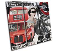 London Collage Abstract Urban City TREBLE TELA parete arte foto stampa