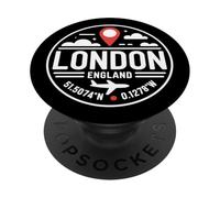 London Coordinates England Londra Viaggio Turismo Città PopSockets PopGrip Adesivo