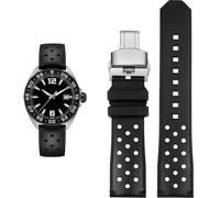 London Craftwork Cinturino in gomma per orologio Tag Heuer Monaco Carra Formula 1, 22 mm, chiusura a farfalla nera