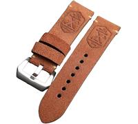 London Craftwork Cinturino per orologio in pelle scamosciata italiana di alta qualità, fatto a mano, 24 mm, Flottiglia MAS marrone (fibbia argentata)