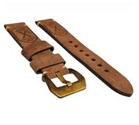 London Craftwork Cinturino per orologio in pelle scamosciata italiana di alta qualità, fatto a mano, 20 mm, fibbia Flottiglia MAS marrone oro