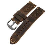London Craftwork Premium Spesso pelle Italiana Fatto a Mano Cinturino Orologio 24mm Flottiglia Mas Marrone Scuro Argento