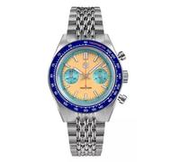 London Craftwork SAN Martin SN0116JS - Orologio da corsa al quarzo, 39 mm, impermeabile fino a 100 m, Peach/Lite Blue (Bracciale in acciaio), Orologio da corsa
