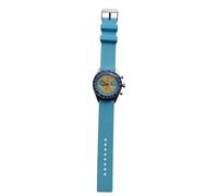 London Craftwork SAN Martin SN0116JS - Orologio da corsa al quarzo, 39 mm, impermeabile fino a 100 m, Peach/Lite Blue (cinturino in gomma azzurro), Orologio da corsa