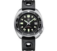 London Craftwork SD1970 Steeldive Captain Willard 6105 Orologio subacqueo automatico movimento NH35, Nero (cinturino nero in gomma), Militare
