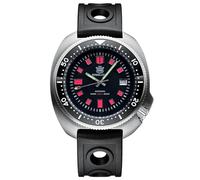 London Craftwork SD1970 Steeldive Captain Willard 6105 Orologio subacqueo automatico movimento NH35, Limitato nero/rosa (cinturino in gomma), Militare
