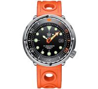 London Craftwork SD1975 Steeldive Tuna 300M Impermeabile Automatico Subacqueo Orologio NH35 Movimento, Black Orange Limited Edition (cinturino in gomma arancione), Militare