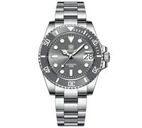 London Craftwork Steeldive SD1953 Orologio subacqueo con lunetta in ceramica 41 mm resistente all'acqua movimento NH35, Grigio (bracciale in acciaio a 3 maglie), Orologio subacqueo