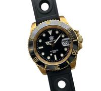 London Craftwork Steeldive SD1953 Orologio subacqueo con lunetta in ceramica 41 mm resistente all'acqua movimento NH35, Oro (cinturino in gomma), Orologio subacqueo