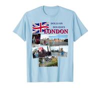 London Dolls on Holidays Londra per Bambini Maglietta, Uomo, Celeste, M