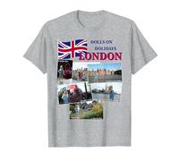 London Dolls on Holidays Londra per Bambini Maglietta, Uomo, Grigio Melange, L
