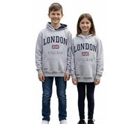 London England LE129KZ - Felpa con cappuccio e cerniera, per bambini, colore: Grigio sconosciuto 39-40
